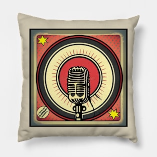 Vintage Microphone Pop Art Style Pillow