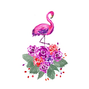 Pink Flamingo and Roses T-Shirt