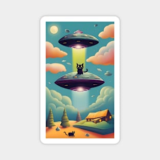 Cats UFO Abduct Magnet