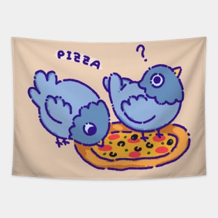Pigeon on a pizza Tapestry
