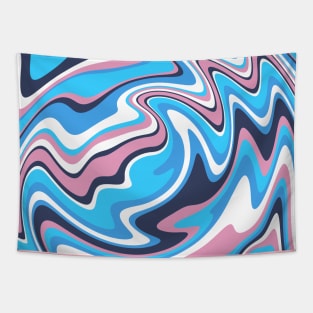 Colorful Liquid Warp Abstract Swirl - Blue and Pink Tapestry