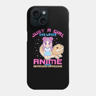 Just A Girl Who Loves Anime And Bearded Dragons Phone Case