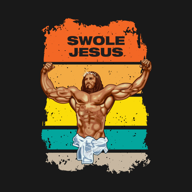 Hallowed be thy gains - Swole Jesus - Jesus is your homie so remember to pray to become swole af! by Crazy Collective