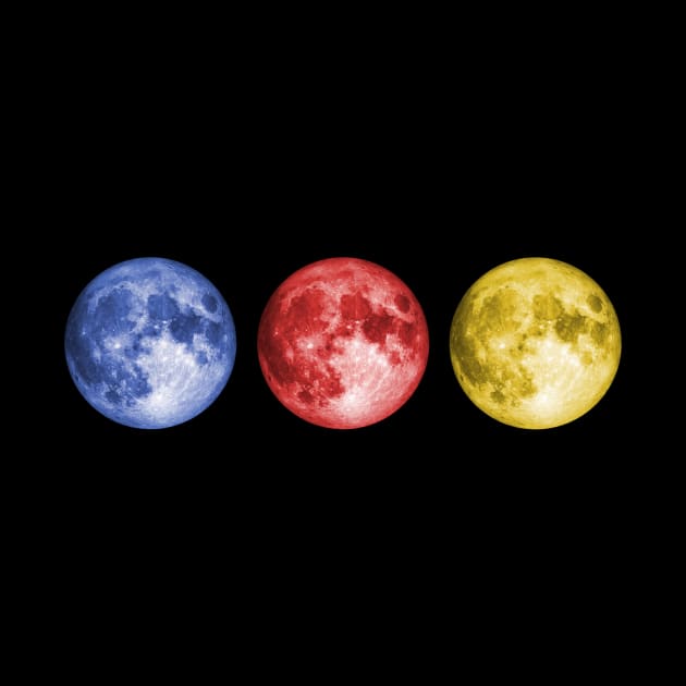 Moon in triplicate - moon photo in blue, red, and yellow by AtlasMirabilis