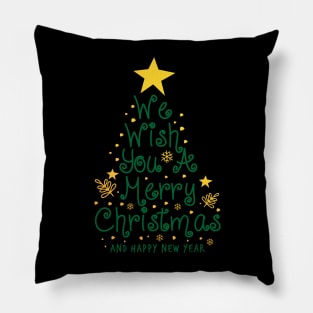 Merry Christmas Tree-We wish you a Merry Christmas Pillow