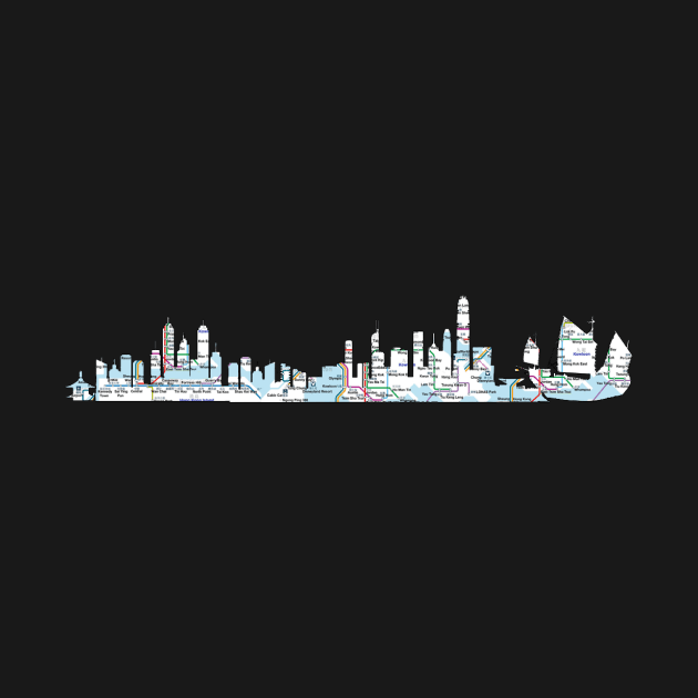 Hong Kong China city skyline subway map by Hook Ink