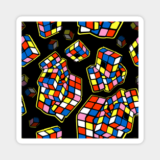 Cubes playful rainbow geometric retro 80s kid pattern Magnet