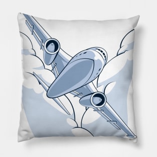 Airplane Flying Through Cloudy Sky Pillow