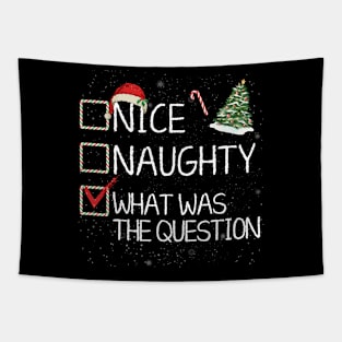 Nice Naughty What Was The Question Christmas Santa Claus Pajama Xmas Tapestry