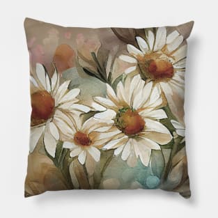 Daisy watercolor #3 Pillow