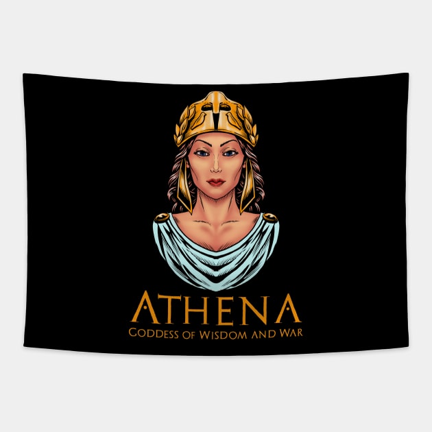 Athena - Goddess Of Wisdom & War - Ancient Greek Mythology Tapestry by Styr Designs