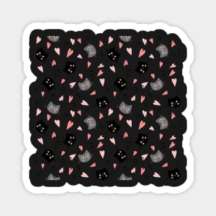 Black Cats and Hearts Magnet