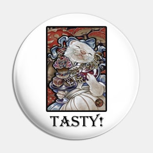 Ferret Alice - Tasty Quote - Black Outlined Version Pin