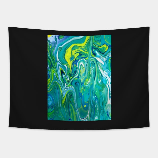 Limeade - Abstract Acrylic Pour Tapestry by dnacademic