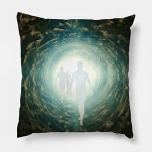 Human souls in a tunnel of light Pillow