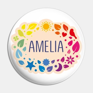 Amelia  name with colorful leaves Pin