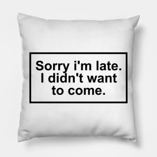 Sorry im late. I didn't want to come. Pillow