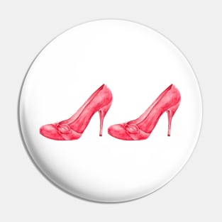 Red high heel women shoes. watercolor Pin