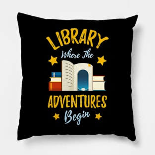 Library Where The Adventures Begin Librarian Pillow