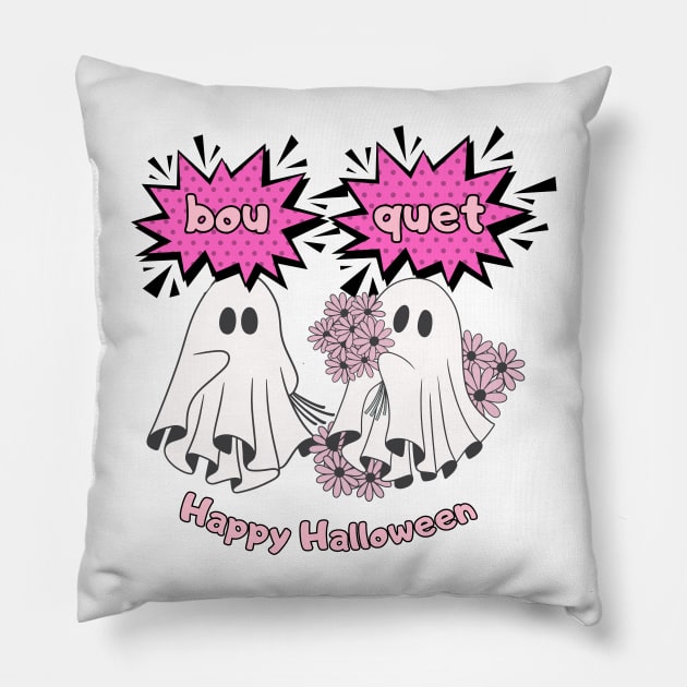 Pink ghost bouquet Pillow by CyberFather