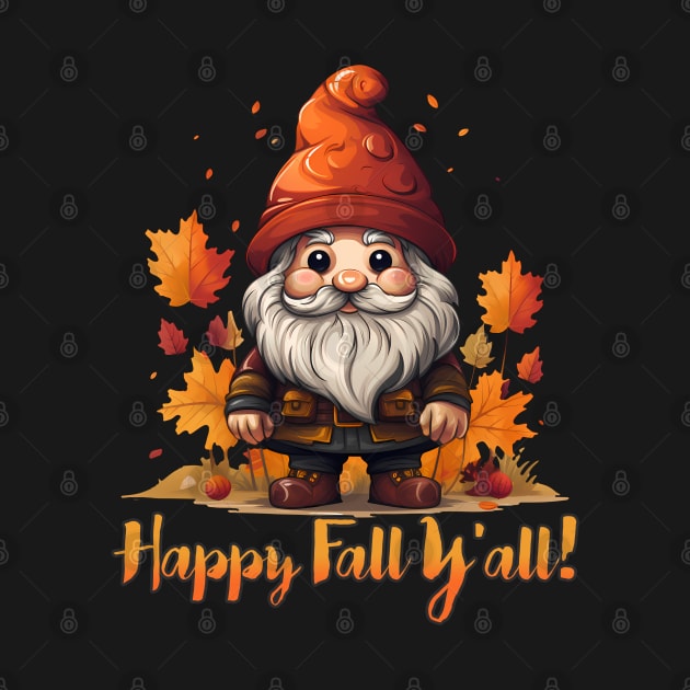 Happy Fall Y'all, Cute Fall Gnome, Autumn Leaves, Pumpkin, Fall Vibes by NearlyNow