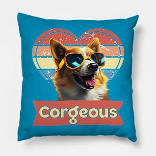 Corgi dog gorgeous corgeous 80s glamour Pillow