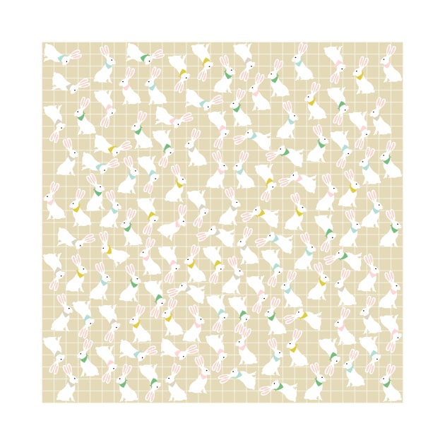 Cute Rabbit Pattern on Beige Background by kapotka