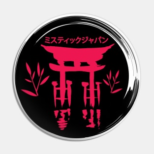 Red pagoda in black circle Pin