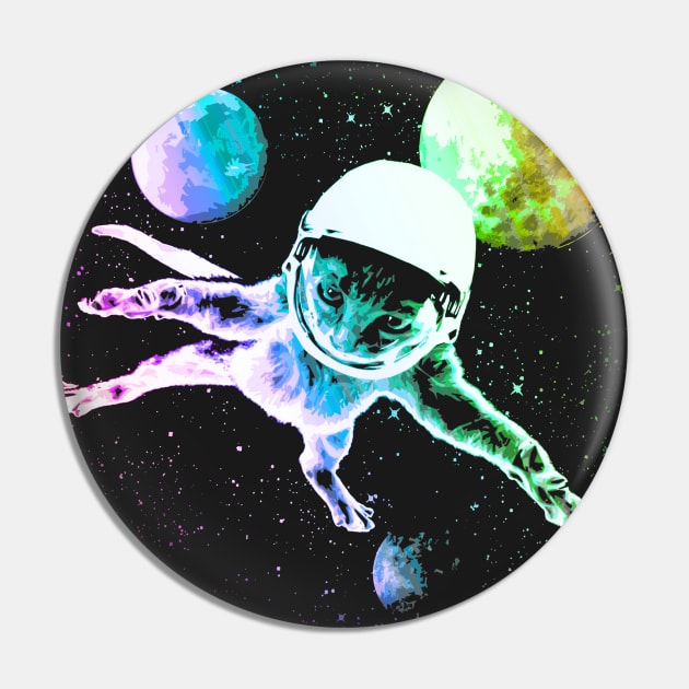 Astronaut Kitty Cat in Space Pin by robotface