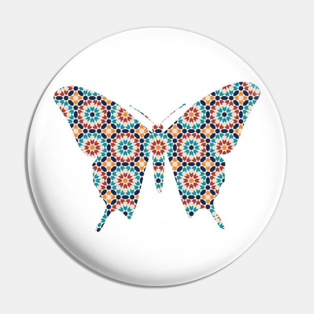 Butterfly Silhouette with Pattern Pin by deificusArt