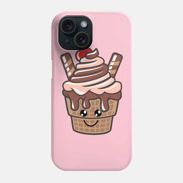 Cute Kawaii Ice Cream Sundae Phone Case by KawaiinDoodle