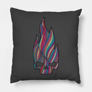 Halloween Flaming Skull Retro Pattern Pillow