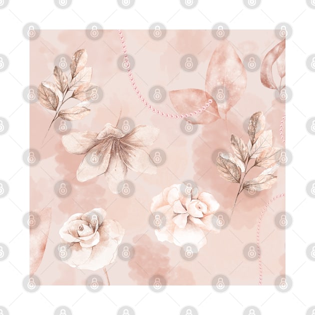 Blush pink floral coral background by artsytee