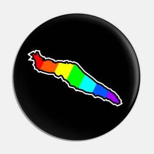 Texada Island Silhouette in A Colourful Rainbow Design - Bright Colours - Texada Island Pin