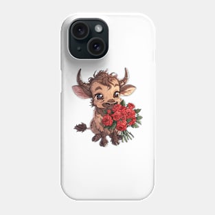 Valentine Wildebeest Giving Flowers Phone Case