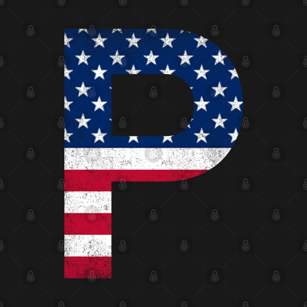 Vintage Letter P Capital Alphabet P American Flag by Shariss