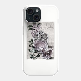 Amelia vintage print perfume & rose quartz personalised Phone Case