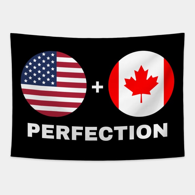 Canadian Plus American Perfection Mix Heritage Flag Gift Tapestry by StarMa