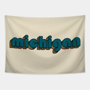 Michigan // Michigan Retro Rainbow Typography Style // 70s Tapestry