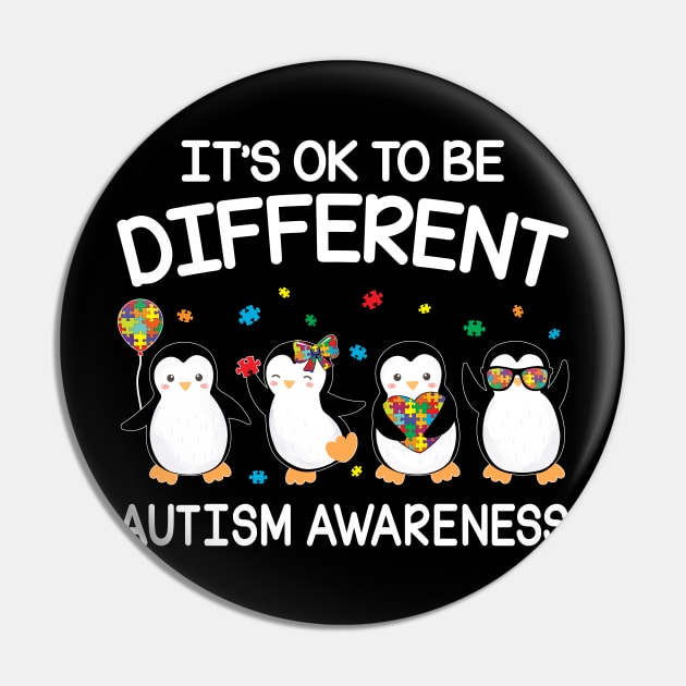 It_s OK To Be Different Cute Penguin World Autism Pin by cruztdk5