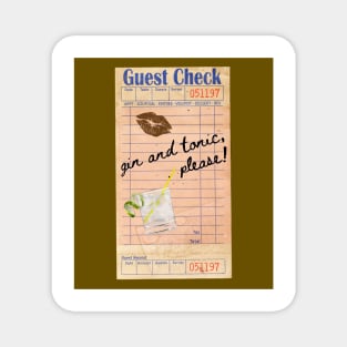 Gin and Tonic Y2k Pink Guest Check Print Magnet