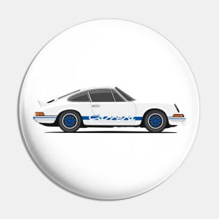 supercar 911 carrera rs turbo 1972 side white blue Pin