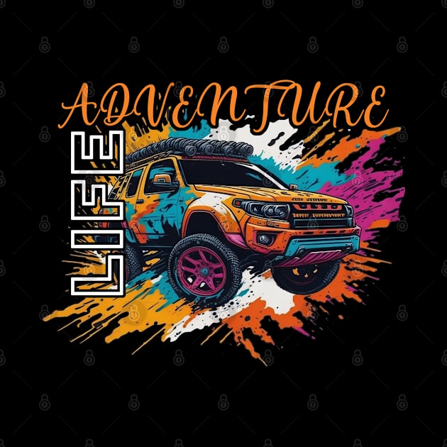 Adventure life 4x4 car retro design. by Sohan Print Store