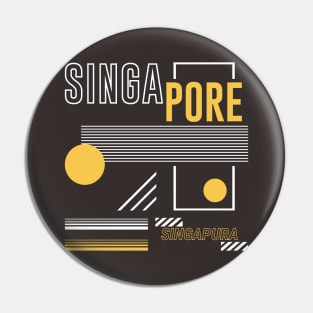 Retro Singapore City Vintage Singapore Word Art Pin