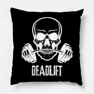 Deadlift Skeleton. Gym skull Pillow