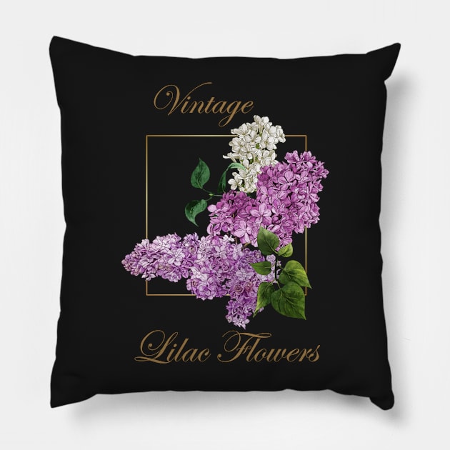 Lilacs-Spring flowers -Vintage Lilac flowers Pillow by KrasiStaleva