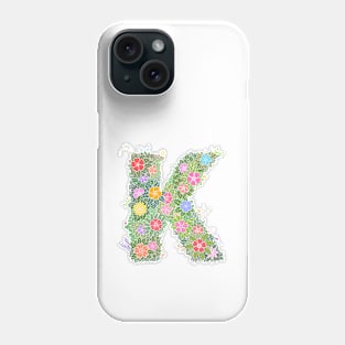 "K" Floral Letter Monogram Phone Case