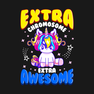 Extra Chromosome Extra Awesome Cute Unicorn Down Awareness T-Shirt