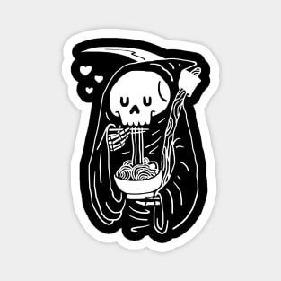 Cute grim reaper eating delicious Ramen noodles Magnet