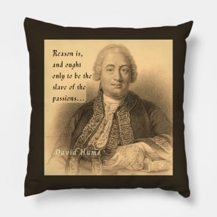 David Hume portrait and quote: Reason is, and ought only to be the slave of the passions Pillow